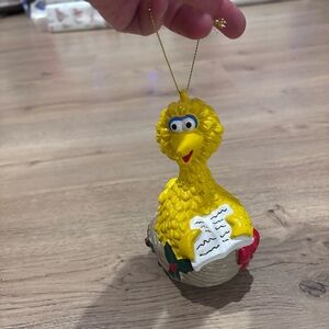 Vintage Sesame Street BIG BIRD IN NEST WITH BOOK 5" Plastic CHRISTMAS ORNAMENT